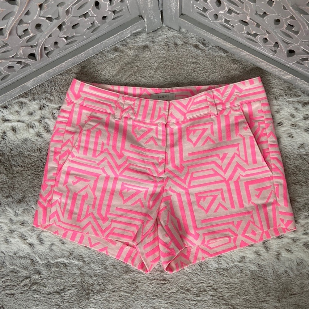 J.Crew cream hot pink boho shorts size 00 Barbiecore glam oid money resortwear